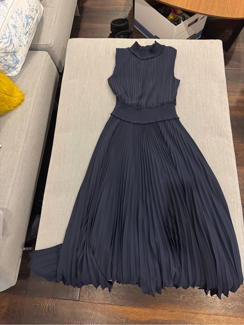 Nanette Lepore Navy Pleated Maxi Dress